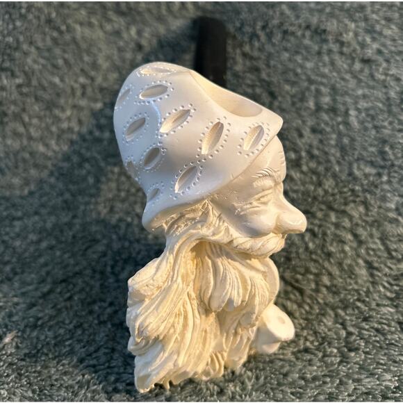 Unused Meerschaum Pipe Hand Carved Bearded Man Smoking Pipe - Picture 3 of 10